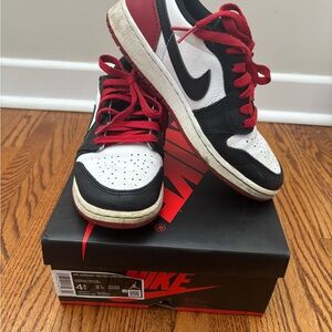 Nike Air Jordan Low Black Red White Sneakers (Youth size 4.5)